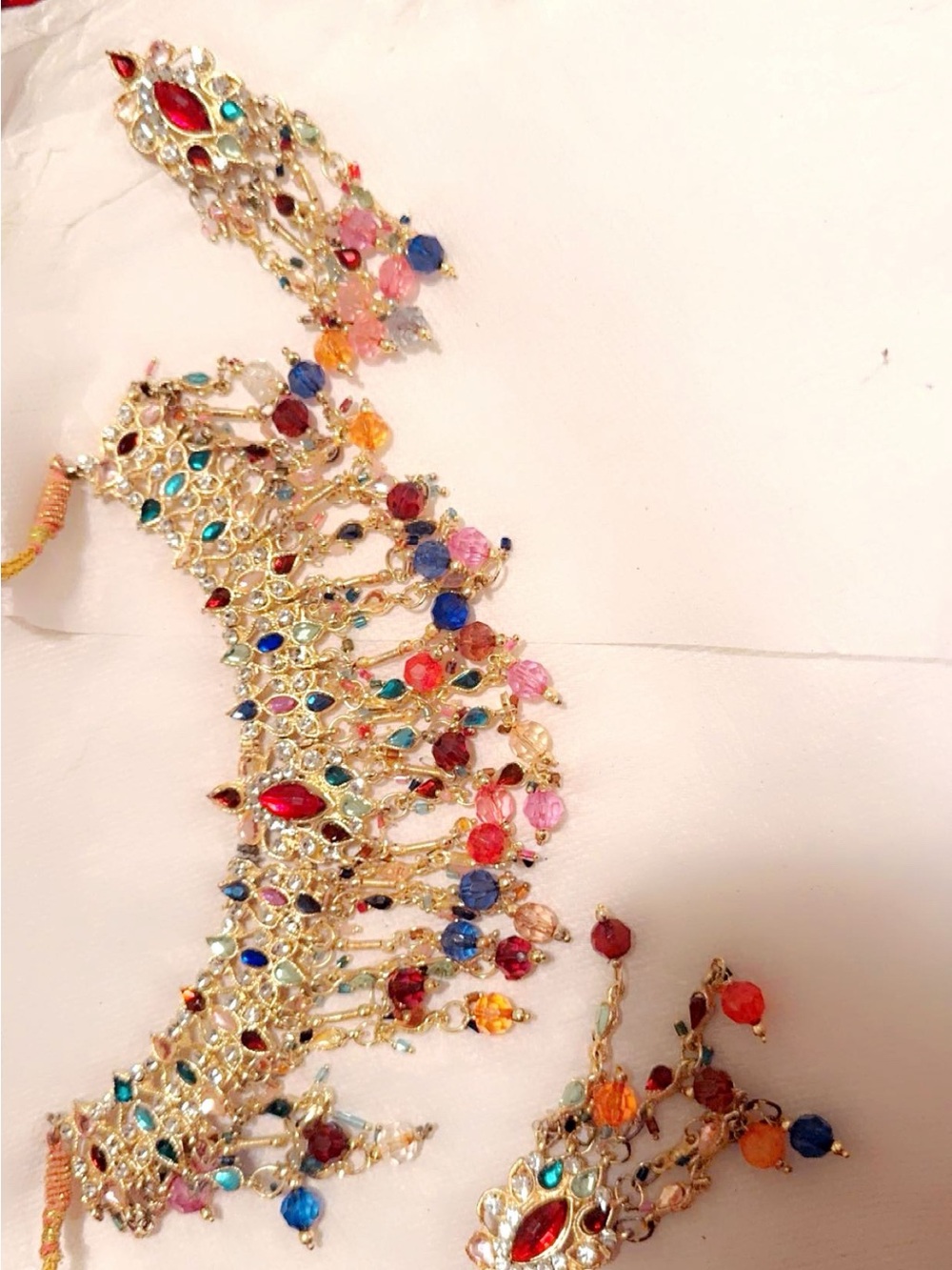 Women’s Multicolor Beaded Bridal Necklace and Earring Set
